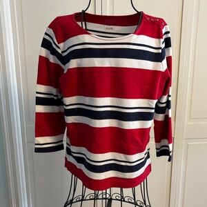 Hasting & Smith Red and Navy Striped Top